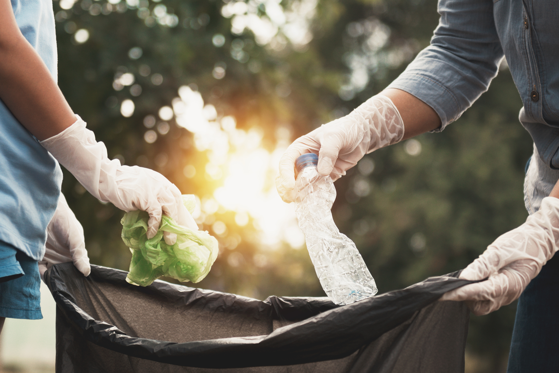 Community volunteers picking up recyclable waste